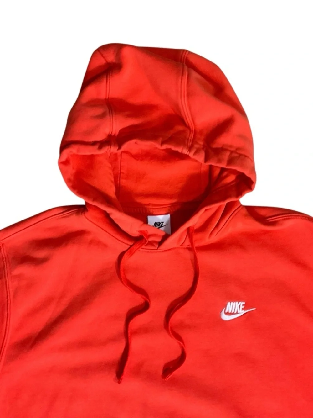 Nike Club Fleece Pullover Hoodie Team Orange White Swoosh Men M
